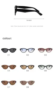 Vintage cat eye zonnebril in diverse kleuren met een breedte van 14,4 cm