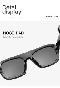 Macro view of the comfortable ergonomic nose pad on premium aviator square sunglasses.