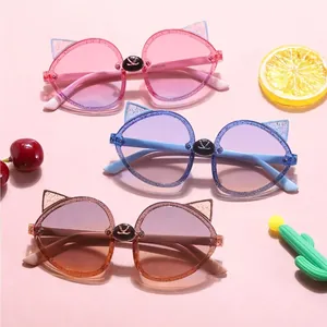 Kinder Cartoon Fuchs Ohr Sonnenbrille Glitzer PC Rahmen Gradient Ozean Linse UV400 Mode Brillen Für Jungen Mädchen Party Täglich
