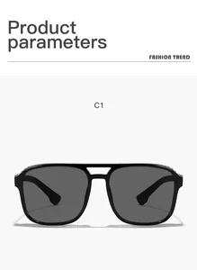 Steampunk black square frame sunglasses with double bridge for trendy outdoor style