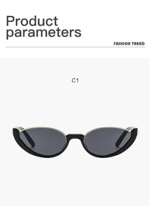Detail view of stylish cat-eye semi-rimless sunglasses with gold-tone frame accents