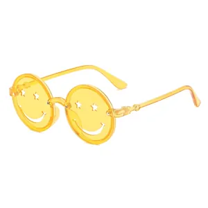 Lindas gafas de sol amarillas con cara sonriente para fiestas infantiles y moda