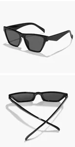 Vues détaillées de lunettes de soleil œil de chat noires pour femmes, style extérieur