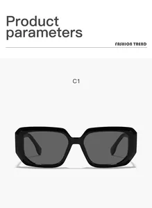 Front view of black square-frame sunglasses with wide temples for men and women fashion