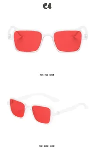 Lunettes de soleil punk pour enfants avec monture transparente et verres rouges