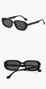 Macro detail views of stylish vintage rectangular black sunglasses for outdoor protection.
