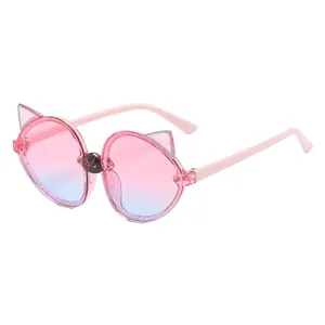 Süße rosa fuchs-förmige Kinder Sonnenbrille mit Glitzerrahmen und Verlaufsgläsern