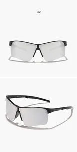 Foldable kids sports sunglasses shown in front and side views with silver flash lenses.