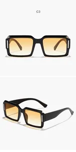 Detaillierte Ansicht der quadratischen Cyberpunk-Sonnenbrille mit schwarzem Rahmen