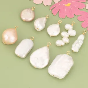 Pendente in Perla Naturale Barocca Irregolare Placcato Oro 18K Avvolto a Filo Accessorio per Gioielli Fai da Te Fatto a Mano per Collana Orecchini Regalo Donna