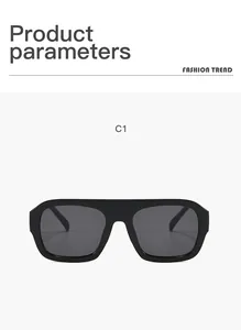 Front view of black minimalist outdoor pilot square sunglasses with a flat top design.