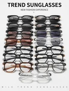 Detailansicht der Trend-Sonnenbrillen-Kollektion mit verschiedenen Rahmenfarben und Goldbügeln.