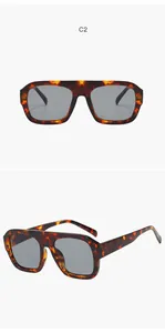Classic tortoiseshell square pilot sunglasses with grey lenses and flat top bridge