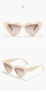 Stylish cream heart-shaped kids sunglasses with gradient lenses in a multi-angle studio view.
