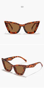 Lunettes de soleil œil de chat élégantes pour femmes avec imprimé léopard et verres bruns