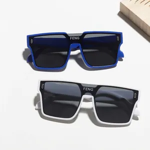Occhiali da sole retrò oversize per bambini in montature blu e bianche