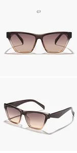 Vue détaillée de lunettes de soleil œil de chat pour femmes avec montures dégradées