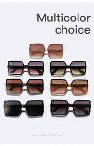 Detailed macro view of face-slimming oversized square sunglasses in multiple trendy colors.