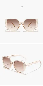 Fashionable champagne square frame sunglasses featuring premium brown gradient lenses