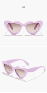 Lavender heart-shaped children's sunglasses with gradient lenses shown in two views