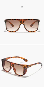 Detailansicht der Punk-Sonnenbrille mit flacher Oberseite und Schildpatt-Rahmen