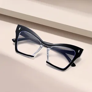Elegantes gafas cat-eye bicolor con montura grande y protección eficaz contra la luz azul dañina