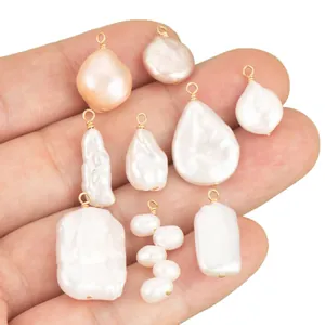 Ciondoli in perle barocche naturali con filo in oro 18K per gioielli fai da te