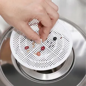 Filtre de vidage de cuisine circulaire blanc avec poignée pour cheveux et débris