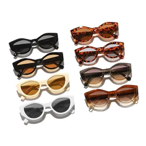 Vintage polygon cat eye sunglasses with UV protection in assorted stylish colors