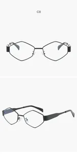Vues détaillées de face et de profil à 45 degrés des lunettes polygonales noires