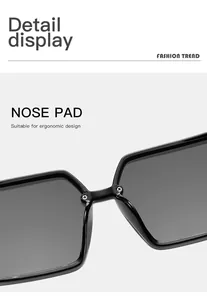 Macro detail showing the ergonomic integrated nose pad of black square frame sunglasses