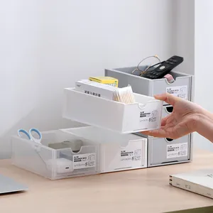 Stackable plastic desktop drawer organizer for stationery and cosmetics