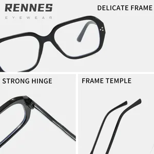 Vintage polygon anti-blue light glasses frame with delicate details and strong hinge