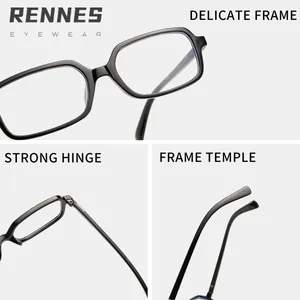 Stylish black square frame blue light blocking glasses with detailed part views for unisex.