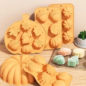 Halloween Pumpkin Silicone Cake Mold Pumpkin Skull Ghost Bat Multi Cavity Baking Mold For DIY Handmade Dessert Pastry
