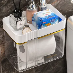 Boîte à mouchoirs murale étanche avec étagère de rangement pour décoration de salle de bain