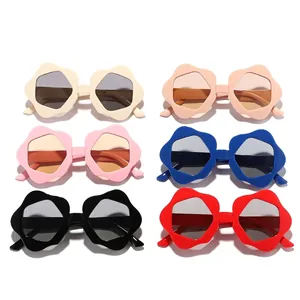 Irregular flower shaped children sunglasses in multiple colors for outdoor sun protection