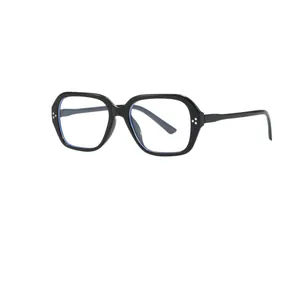 Retro black polygonal anti-blue light glasses with a classic stylish frame design