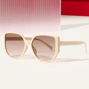 Rennes unisex minimalist square cream frame sunglasses with stylish brown gradient lenses