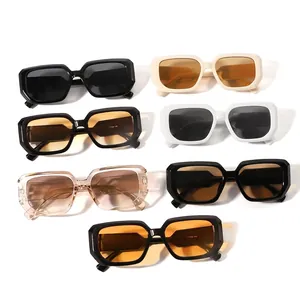 Classic rectangular wide-frame fashion sunglasses for men and women in various colors