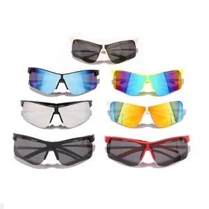 Kids foldable sports sunglasses with colorful rimless lenses for outdoor cycling