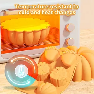 Heat-resistant 6-cavity pumpkin silicone cake mold for Halloween DIY home baking