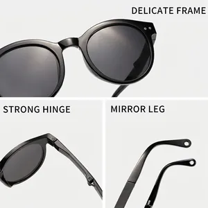Runde faltbare Kindersonnenbrille mit feinem Rahmen und starken Scharnieren