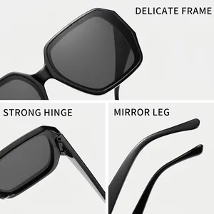 Übergroße quadratische UV-Schutz-Sonnenbrille mit Details zu Rahmen und den Bügeln