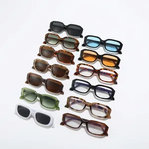 Stylish collection of retro rectangular sunglasses and frames in various colors