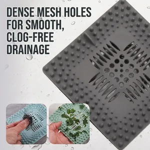 Quadratischer Silikon-Abfluss-Haarfänger und Sieb für Küchen- und Badezimmerwaschbecken