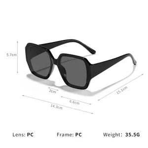 Übergroße quadratische Sonnenbrille mit PC-Rahmen, UV-Schutz, 35,5 g leichtes Design.