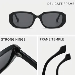 Vintage rectangular sunglasses with durable hinges and delicate frames for outdoors.