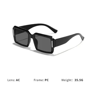 Schwarze quadratische Cyberpunk-Sonnenbrille mit AC-Linse und PC-Rahmen-Maßen Info