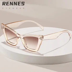 Lunettes de soleil œil de chat surdimensionnées pour femmes avec monture champagne chic